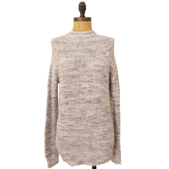 Caslon Space Dye Pullover Sweater Top Size S Mock Neck Ivory Gray NWT B58 - Picture 1 of 5